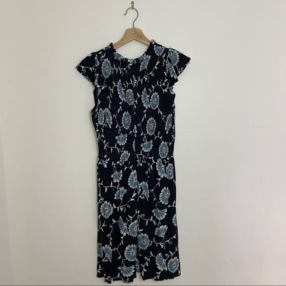 LOFT | Blue Floral Ruched Cotton Knit Sundress - Picture 6 of 10